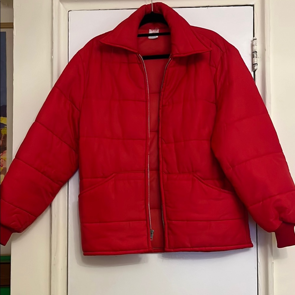 Vintage Cap N Jac 1970s Red Puffer Coat